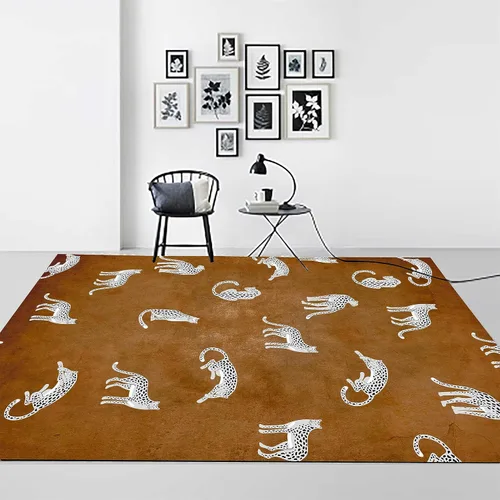 Miniatura 4 de Alfombra de área con estampado de leopardo, 3 x 5 pies, alfombra con estampado de guepardo africano majestuoso y vida silvestre, alfombra de pelo 15