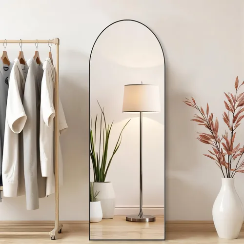 Miniatura 2 de Espejo arqueado de longitud completa, espejos de pared mejorados de 16 x 59 pulgadas con vidrio inastillable, para colocar de pie, colgar