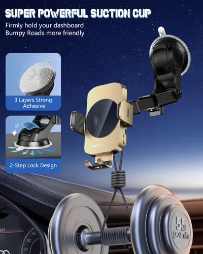Miniatura 7 de Soporte inalámbrico 3 en 1 para cargador de automóvil, soporte de teléfono de carga rápida de 15 W para iPhone 17 16 15 14, Samsung Galaxy S24 S23