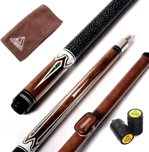Miniatura 13 de Cuesoul Juego de taco de billar de madera de arce de 58 pulgadas, 19 oz/20 oz, punta de 11.5 mm/13 mm [peso ajustable] 19oz-Marrón sin estuche