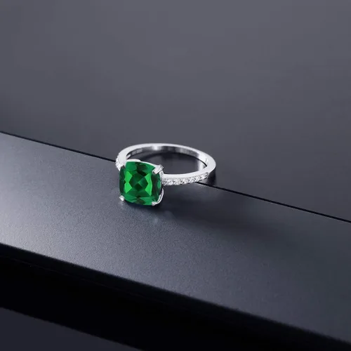 Miniatura 23 de Gem Stone King Anillo de compromiso de plata de ley 925 con piedra preciosa de corte cojín de 0.315 in Anillo de compromiso de aniversario de boda