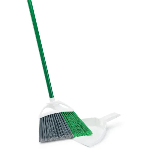 Miniatura 2 de Libman Commercial 206 - Escoba angular de precisión con bandeja para el polvo, mango de acero, 11 pulgadas de ancho, verde y blanco (paquete de 4)
