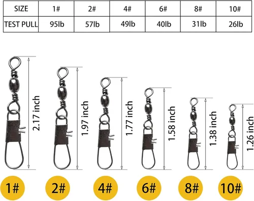 Miniatura 4 de Conector giratorio de barril de pesca para señuelos de pesca de conexión rápida, 50 unidades/100 piezas de acero inoxidable negro níquel cobre