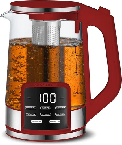 Miniatura 11 de Gourmia Hervidor eléctrico programable de vidrio – 1.7L Control de temperatura para té y café con pantalla táctil digital, 6 ajustes