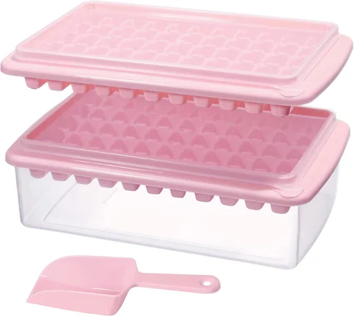 Miniatura 8 de Bandeja para cubitos de hielo con tapa y contenedor para congelador, bandeja de hielo de 55 pepitas de fácil liberación con tapa, recipiente de Azul