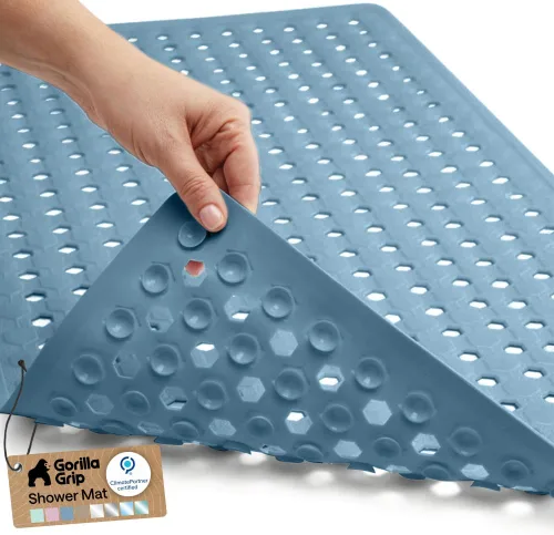 Miniatura 21 de GORILLA GRIP Alfombrilla para bañera patentada, lavable a máquina, con ventosas y orificios de drenaje para mantener las bañeras limpias, suave