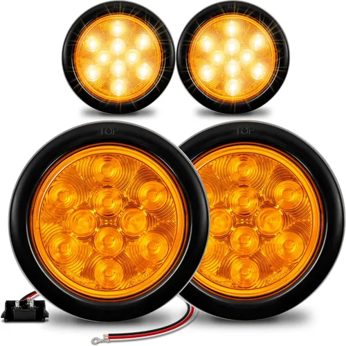 Miniatura 12 de Luces de LED traseras, de freno, redondas, color rojo, de 4 pulgadas para camiones, casas rodantes, Jeep. – Certificado DOT, anillo de hule