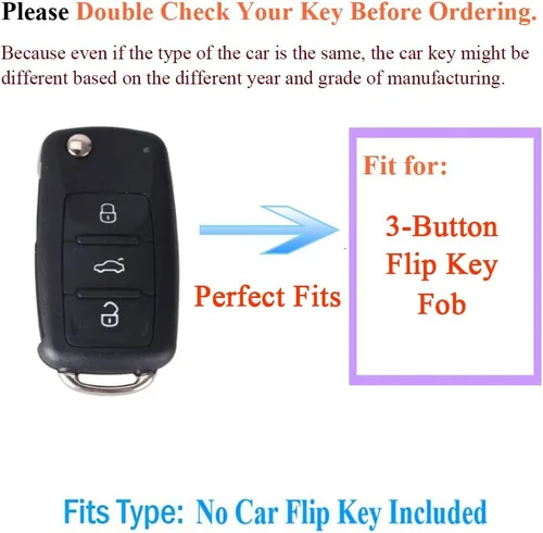 SANRILY Funda para llavero con textura de fibra de carbono para VW Jetta Beetle Tiguan Passat Golf R sin llave para Volkswagen con llaveros, color