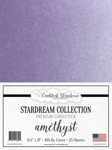 Cardstock Warehouse Stardream - Papel de cartulina morado amatista - 25 hojas, 8.5 x 11 pulgadas - 105 libras / 284 GSM cartulina púrpura metálica