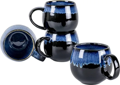 UNICASA Juego de 4 tazas de café, tazas de cerámica jumbo de 18 onzas, cereales de porcelana, tazas de sopa con asas para café, té, leche, café con