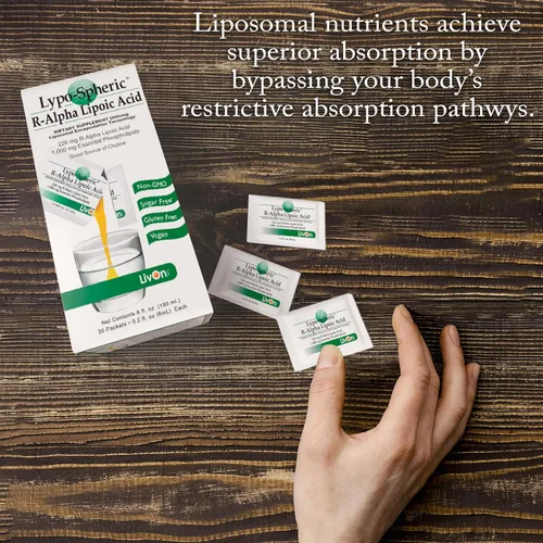Miniatura 2 de LivOn Laboratories Ácido lipoesférico R-alfa lipoico - 30 paquetes - 226 mg por paquete - Liposoma encapsulado para una máxima biodisponibilidad