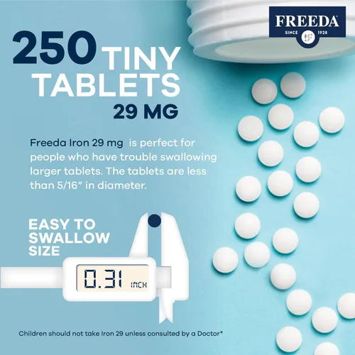 Miniatura 9 de FREEDA Suplemento de hierro suave de 29 mg para mujeres y hombres de fumarato ferroso, píldoras bajas en hierro amigables con el estómago