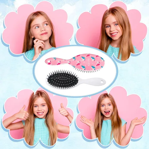 Miniatura 7 de Paquete de 4 cepillos desenredantes para el cabello, peine de masaje antiestático, cepillo de pelo para mujeres y niñas, rizado, lacio, largo o corto