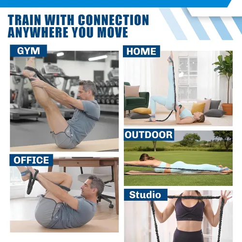 Miniatura 5 de Konnections Herramienta revolucionaria de mejora de Pilates de banda de resistencia cubierta de tela para resistencia, flexibilidad y precisión Negro