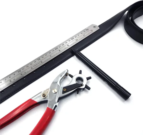 Miniatura 4 de Alicates de mano de punzón de cuero resistente de 9 "Agujeros de cinturón Herramienta de punzones de 6 tamaños Nuevo [P/N: ET-TOOL014-RED]