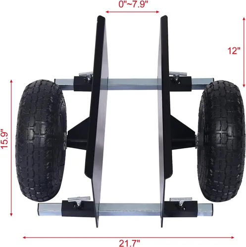 Miniatura 2 de Plataforma de panel resistente, muñecas de puerta ajustables con ruedas, 2 ruedas neumáticas de 10 pulgadas, rodamiento de carga de 600 libras