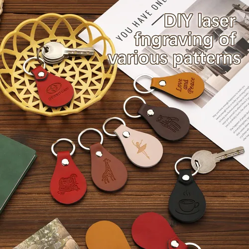 Miniatura 4 de Kit de llavero de cuero multicolor para sellar manualidades de bricolaje para trabajo de cuero, Marrón 2