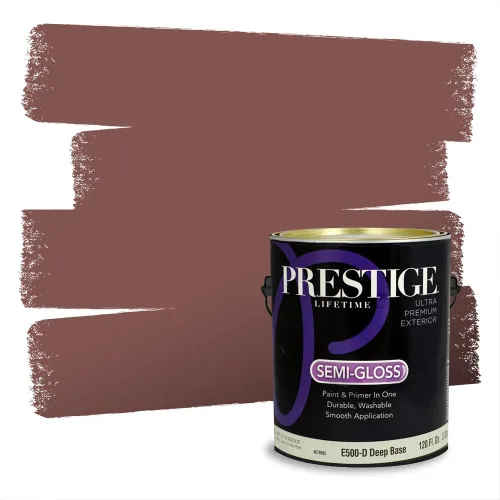 Miniatura 708 de Prestige Paints Pintura exterior e imprimación en uno, 1 galón, plano, coincidencia comparable de Valspar* Amber Rose*