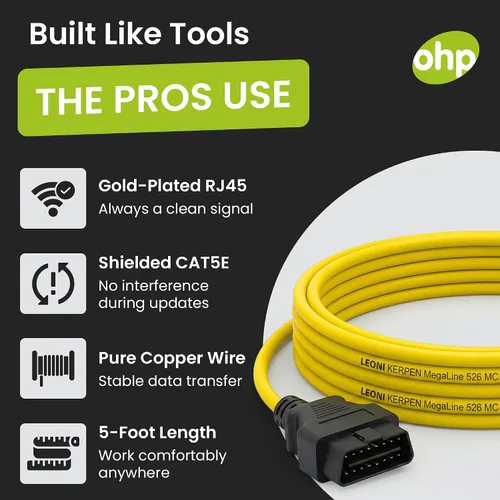 Miniatura 6 de OHP ENET Bimmercode OBD2 Cable para codificación BMW Serie F E SYS ISTA+ ICOM Bootmod3 Bimmerlink OBD Cable resistente