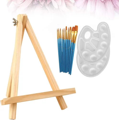 Miniatura 9 de SUPVOX 1 juego de 13 piezas de pintura acrílica para artistas, incluye 10 pinceles de pintura acrílica, 2 paletas y 1 mini caballete de mesa