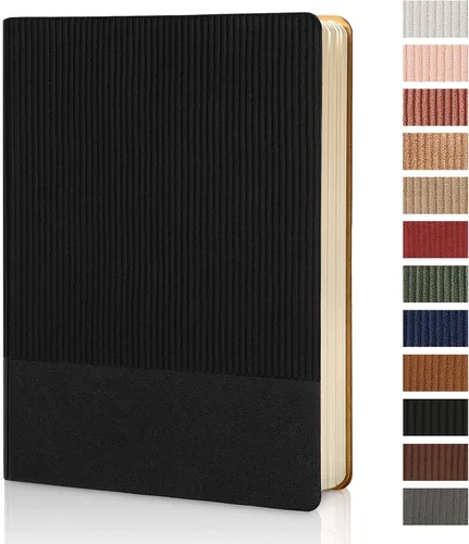 Miniatura 38 de Cuaderno con Líneas para Trabajo, Cuaderno de Notas con Rayas Universitarias 5.79"x8.27" A5 Cuero PU para Escritura Diaria 216 Páginas para Mujeres