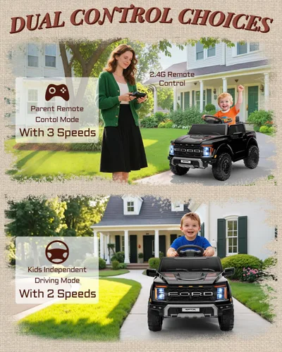 Miniatura 3 de First Ride On Ford F-150 Raptor con Licencia de 12V - Juguete de Montar para Niños, Camioneta de Montar con Control Remoto para Padres, Auto Negro