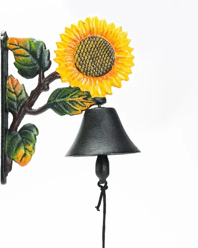 Miniatura 9 de Sungmor Campana de cena de hierro fundido, campana de puerta exterior de granja, campana colgante de pared, antiguo color encantador pájaros