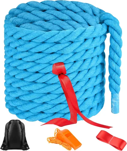 NEBURORA Cuerda de tira y afloja de 20 pies para adultos, juegos al aire libre, día de campo, reunión familiar, verano, patio trasero, césped, Azul