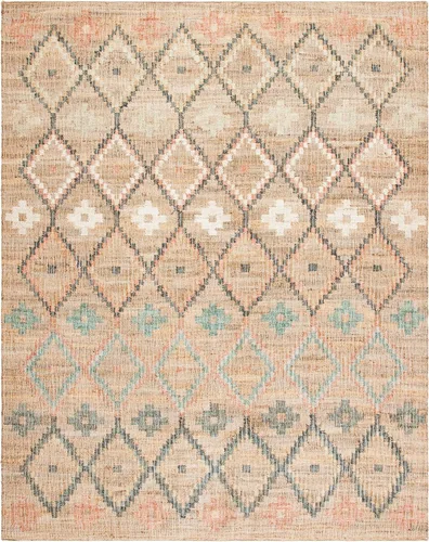 Miniatura 4 de SAFAVIEH Kilim Collection - Alfombra de 8 x 10 pulgadas, grande, natural y azul, hecha a mano de yute y algodón, diseño marroquí bohemio, ideal