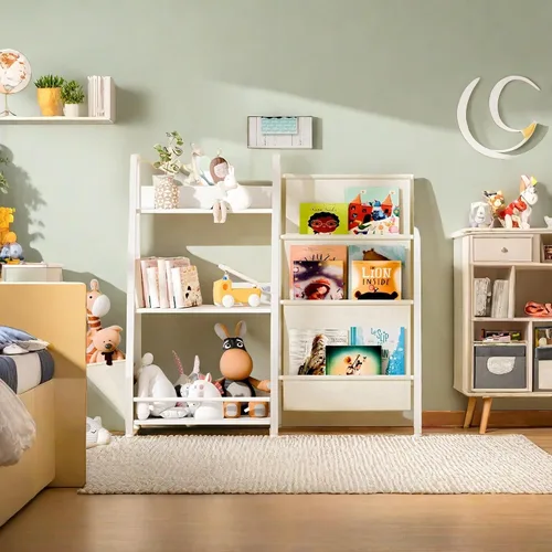 Miniatura 3 de Estantería infantil con bolsa de almacenamiento, estantería de 3 niveles y organizador de almacenamiento de juguetes para niños, estantería de metal
