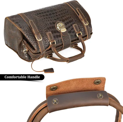Miniatura 7 de Polare - Bolsa de lona elegante para hombre, 21 pulgadas, de piel de vaca, para viajes, Marrón