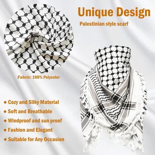 Miniatura 2 de Sakinre Bufanda Palestina Keffiyeh para hombres y mujeres, bufandas militares Shemagh, turbantes para la cabeza, hijab, regalos palestinos