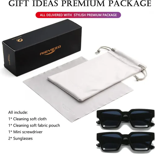 Miniatura 193 de AIEYEZO Gafas de sol cuadradas para mujeres y hombres, gafas de sol cuadradas con montura gruesa, estilo de diseñador simple