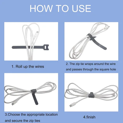Miniatura 6 de 100 bridas para cables, organizador de cables reutilizable de 6 pulgadas para gestión de cables Organizador de alambre duradero y reutilizable