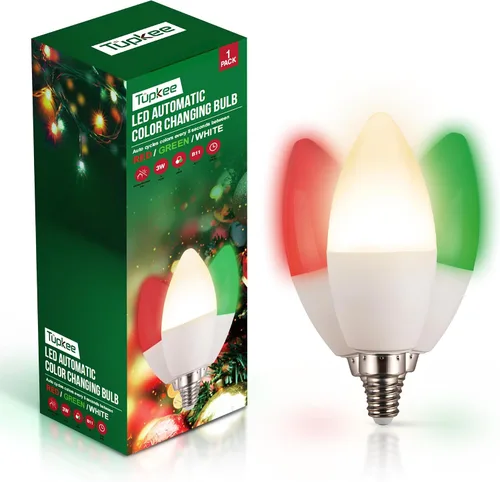 Miniatura 8 de Bombilla LED automática que cambia de color – Ciclos automáticamente entre rojo/verde/blanco cada 5 segundos – A19, E26, 2 W, bombilla LED de porche