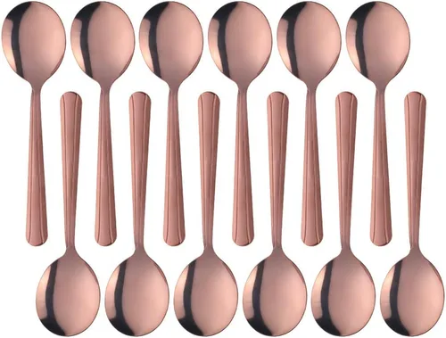 Miniatura 9 de Juego de cubiertos de cuchara redonda de 12 piezas, cucharas redondas de 5.8 pulgadas, color plateado