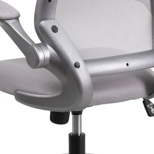 Miniatura 7 de Flash Furniture Kale Silla de oficina ergonómica giratoria de malla gris con marco gris y brazos abatibles