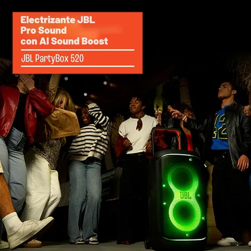 Miniatura 3 de JBL PartyBox 520 - Altavoz portátil de fiesta alimentado por batería con refuerzo de sonido AI, hasta 15 horas de tiempo de reproducción, IPX4 a