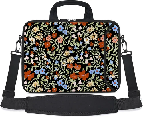 Miniatura 9 de RICHEN - Bolso cruzado con asa para laptops, iPads, libros electrónicos y tabletas infantiles, con bolsillo Flores