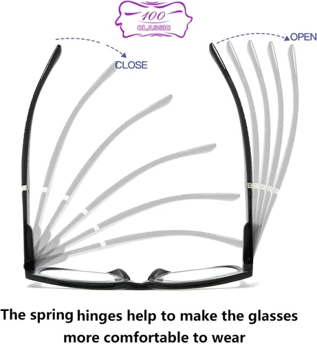 Miniatura 3 de Paquete de 4 lentes de lectura para hombres y mujeres, bloqueo de luz azul, para lectura de computadora, bisagra de resorte, lentes antirreflejos