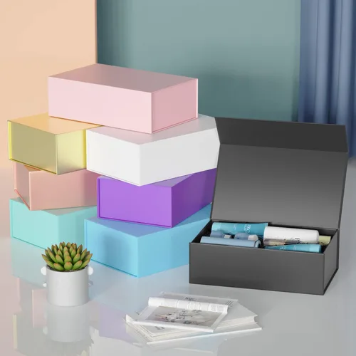 Miniatura 8 de RYDDOY Caja de Regalo Negra, 9.5x6x3'' Cajas de Regalo para Regalos con Tapas Cierre Magnético Rectangular Plegable para Caja de Propuesta