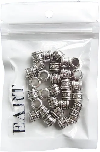 Miniatura 3 de RUBYCA 50 cuentas espaciadoras tibetanas en tono plateado para cilindro de pulsera