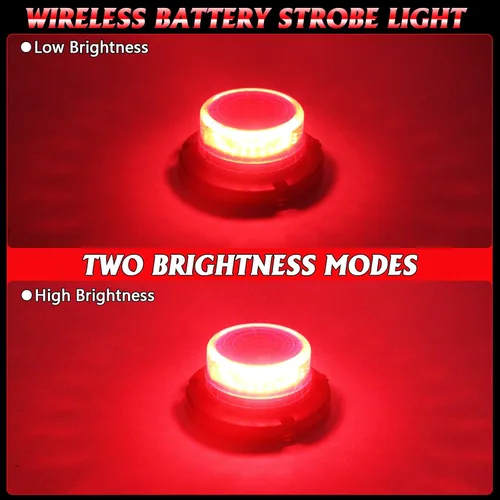 Miniatura 3 de Luz de baliza roja con control remoto, recargable, inalámbrica, luces intermitentes rojas con imán, brillo alto y bajo, 15 modos, mini luz de Rojo