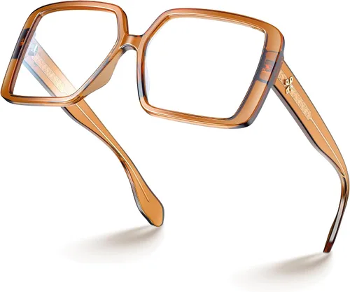 Miniatura 6 de VISOONE Gafas de bloqueo de luz azul TR90 de gran tamaño, accesorios de moda, sin receta para mujeres, Harvard café Malta