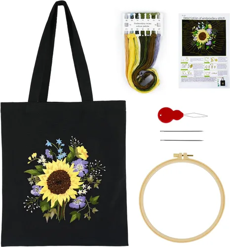 Miniatura 11 de Kit de bordado MAMUNU de lona con patrón para principiantes, kits de arte y manualidades DIY para adultos, incluye bolsa de bordado