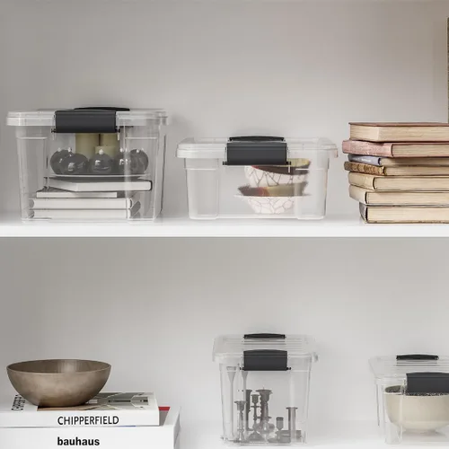 Miniatura 8 de Superio Caja de almacenamiento transparente con tapa, contenedores de plástico de 2.5 cuartos de galón para organizar, cajas apilables, sin BPA,