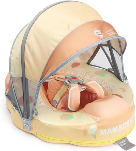 Miniatura 18 de Mambobaby Flotador de natación para bebé con toldo, flotador de bebé sólido no inflable, material de cuero suave impermeable y agradable a la piel