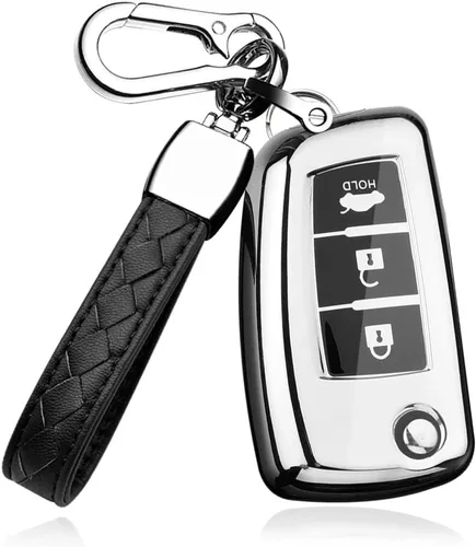 Miniatura 8 de Funda para llavero para Nissan Rogue, Select, Sport, Sylphy, Pulsar, Sentra - Funda con tapa de 3 botones para accesorios Nissan, llaveros Azul