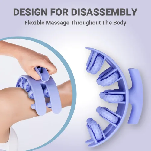 Miniatura 6 de Rodillo de masaje ajustable, rodillo de cuerpo manual envolvente de 360°, 20 nodos texturizados, desmontable, para muslos, pantorrillas, piernas