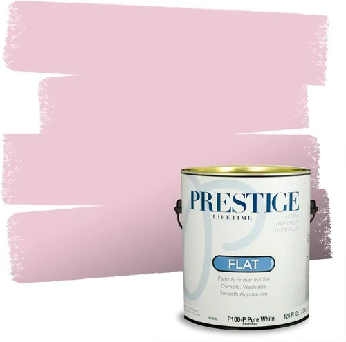 Miniatura 153 de Prestige Paints E100-T-SW6591 Pintura exterior e imprimación en uno, 1 galón, plano, combinación comparable de Sherwin Williams Amaryllis, 1 galón